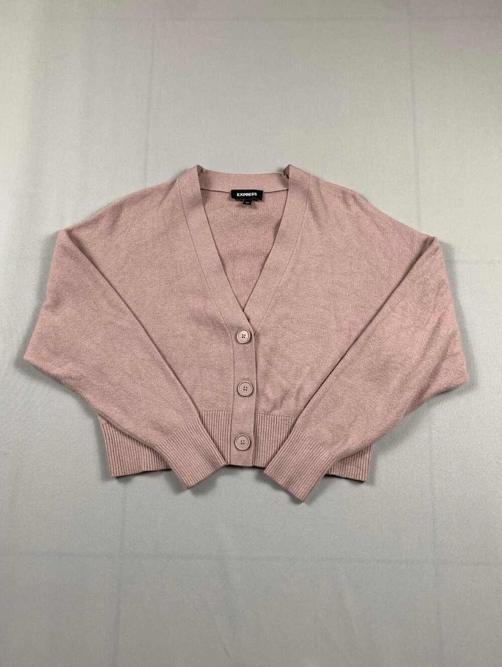 Express Dusty Rose Cropped V-Neck Cardigan
